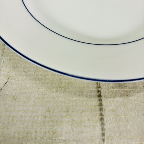Crate & Barrel CBL141 BLUE LINE White Porcelain Blue Verge 8" Salad Plates Set 4 - Picture 14 of 16